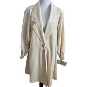 Super Vintage Fleet Street Women's Classic Raincoat Ivory Size 14 New Old Stock